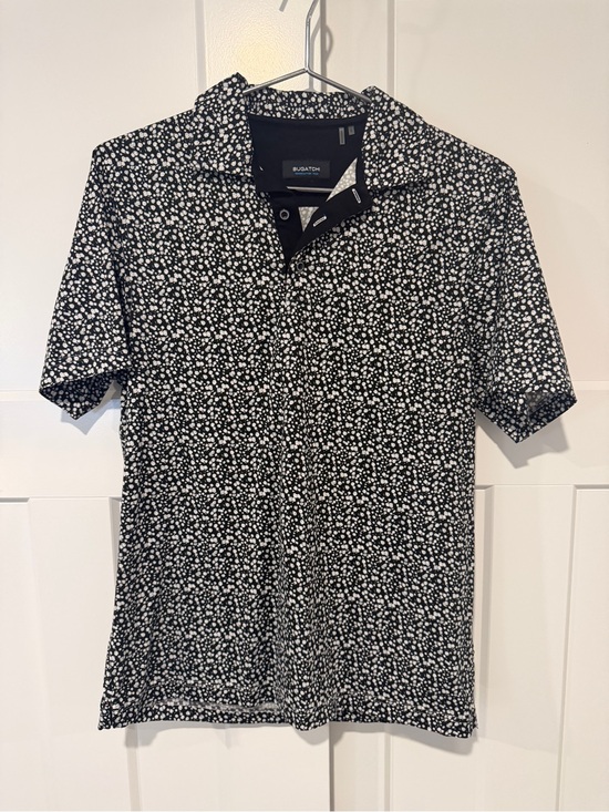 Bugatchi Other - Bugatchi Black Polo with White Micro Dot Pattern